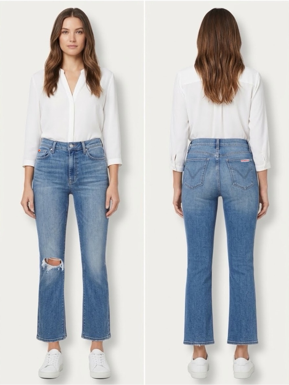 Hudson Blair High Rise Bootcut Crop Distressed Jeans Madison Wash Size 28 / 6